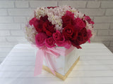 pure seed bk931 pastel pink hydrangeas & 40 red & hot pink roses flower box