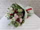 pure seed bq665 pink & red roses + white eustomas + white matthiolas + eucalyptus leaves hand bouquet