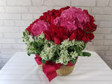 Shocking Pink Hydrangea Flower Basket -BK949
