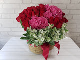 Shocking Pink Hydrangea Flower Basket -BK949
