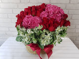 Shocking Pink Hydrangea Flower Basket -BK949