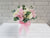 pure seed bk957 light pink roses + white hydrangeas + eustomas flower box