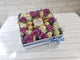 pure seed bk966 white & purple roses + caspia + ferrero rocher chocolate flower box