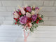 pure seed bk967 light pink & purple roses + red berries + silver leaves table flower box