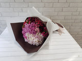 pure seed bq679 12 roses + hydrangeas + sweet williams flower bouquet