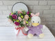 pure seed nb170 + Roses and Baby Breath with a little duck plush toy + new born arrangement