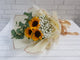 pure seed bq675 sunflowers + baby's breath + eucalyptus leaves hand bouquet