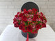 pure seed bk837 red roses + sweet williams + red berries flower box