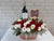 pure seed wn039 red roses & white eustomas flower box with premium red wine & fidani chocolate