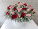 pure seed bk900 red & light pink roses + baby's breath + silver leaves huge flower box