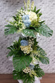 pureseed sy142 + hydrangeas, gerberas, orchids + sympathy stand