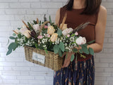 Champagne Rose Flower Basket - BK920