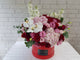 pure seed bk977 white matthiolas + pink hydrangeas + red roses + pink eustomas + white orchids flower box