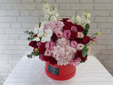 Crimson Rose & Hydrangea Flower Box - BK977
