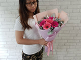 Cute Pink Shade Gerbera Hand Bouquet - BQ578