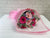 pure seed bq421 light pink & hot pink gerberas + purple statice flowers + silver leaves hand bouquet in pink wrappers