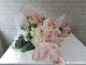 pure seed bq701 pink roses + white hydrangeas + eucalyptus leaves hand bouquet