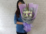 Purple & White Lover Hand Bouquet - BQ479