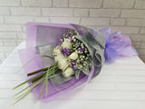 Purple & White Lover Hand Bouquet - BQ479