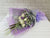 pure seed bq479 white roses + purple statice + baby's breath + silver leaves hand bouquet in purple wrappers