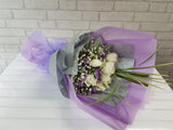 Purple & White Lover Hand Bouquet - BQ479