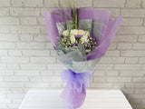 Purple & White Lover Hand Bouquet - BQ479