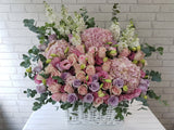 Romantic Pink Rose & Hydrangea Basket - BK717