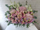 pure seed bk717 3 hydrangeas + 40 roses + 20 eustomas + 10 matthiolas + eucalyptus leaves flower basket