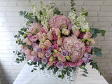Romantic Pink Rose & Hydrangea Basket - BK717