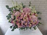 Romantic Pink Rose & Hydrangea Basket - BK717