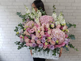 Romantic Pink Rose & Hydrangea Basket - BK717