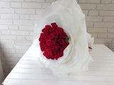 pure seed bq671 red roses flower bouquet with white wrappers