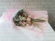 pure seed bq693 pink roses + red berries + baby's breath + silver leaves hand bouquet