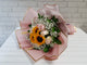 pure seed bq683 sunflowers + pastel pink roses + baby's breath hand bouquet