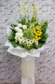 pureseed sy178 + Gerberas, Hydrangeas, Ping Pong, Orchids and Tuberose+ sympathy stand