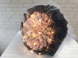 pure seed bq707 99 pink roses hand bouquet with tulle & illuminating lights