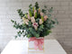 pure seed bk994 10 roses + 3 lilies vase floral arrangement