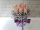 pure seed bk008 pink roses & baby's breath table floral arrangement