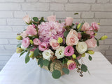 Spring Rose & Eustoma Flower Basket- BK014