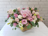 Spring Rose & Eustoma Flower Basket- BK014