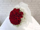 pure seed bq718 red roses & baby's breath hand bouquet