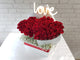 pure seed bk031 love shaped roses & baby breath flower box