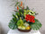 pure seed fr172 + Bird of Paradise,10 Eustomas, 10 Gerberas, 3 Lilies with Cymbidiums and Fresh Fruits + fruits basket