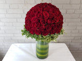 99 Red Rose in Tall Vase - VS084