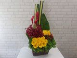 Ginger Flower & Rose Basket - BK054