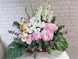 Matthiola & Hydrangeas Flower Basket -BK041