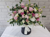 Pink Rose & Eustoma Flower Box -BK045