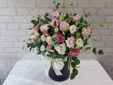 Pink Rose & Eustoma Flower Box -BK045
