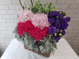 Glorious Rose & Hydrangeas Flower Basket - BK590