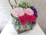 Glorious Rose & Hydrangeas Flower Basket - BK590